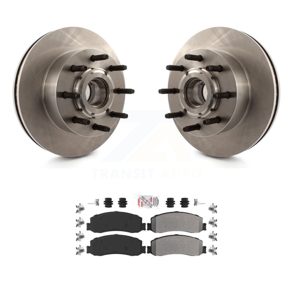 Front Disc Brake Rotors Hub And Semi-Metallic Pad Kit For Ford F-250 Super Duty F-350 RWD K8A-100056
