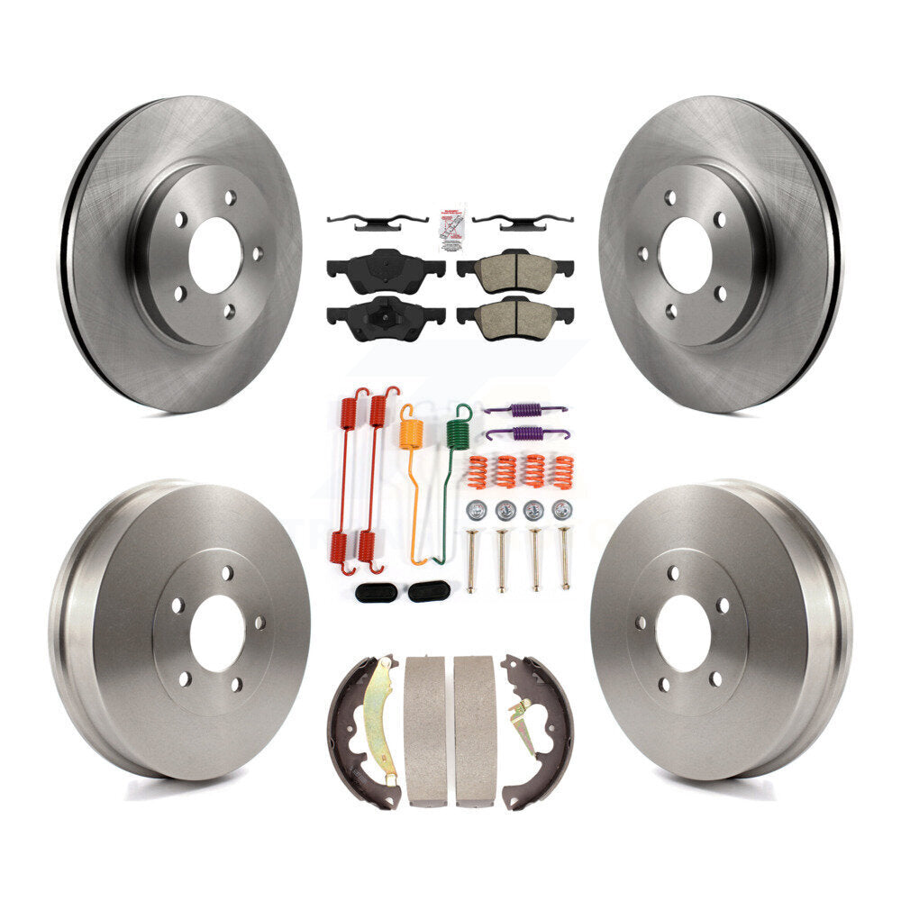 Front Rear Brake Rotor Semi-Metallic Pad And Drum Kit (7Pc) For Ford Escape Mazda Tribute K8A-100109