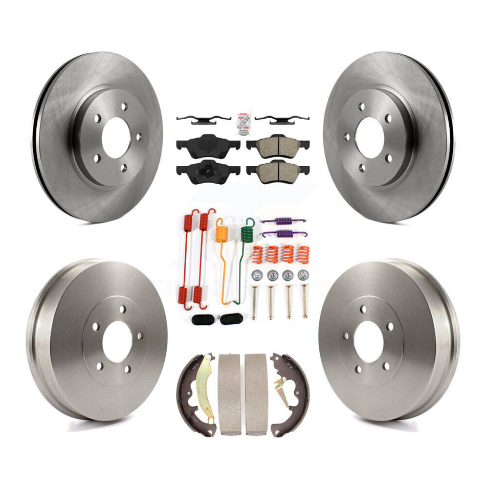 Front Rear Brake Rotor Semi-Metallic Pad And Drum Kit (7Pc) For Ford Escape Mazda Tribute K8A-100109