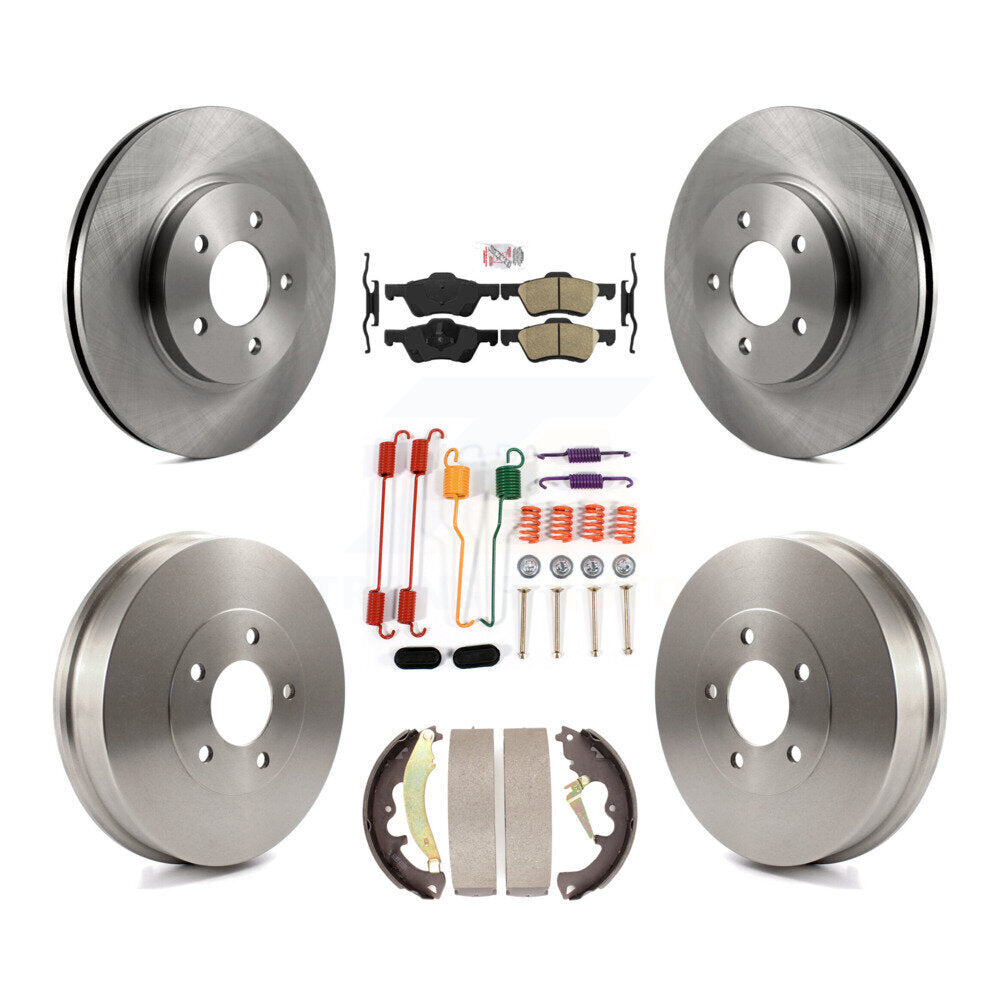 Front Rear Disc Brake Rotors Ceramic Pad & Drum Kit (7Pc) For Ford Escape Mercury Mariner K8A-100110