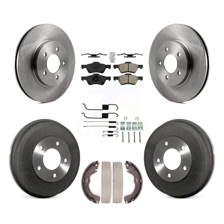 Front Rear Brake Rotor Semi-Metallic Pad & Drum Kit (7Pc) For Ford Escape Mercury Mariner K8A-100111