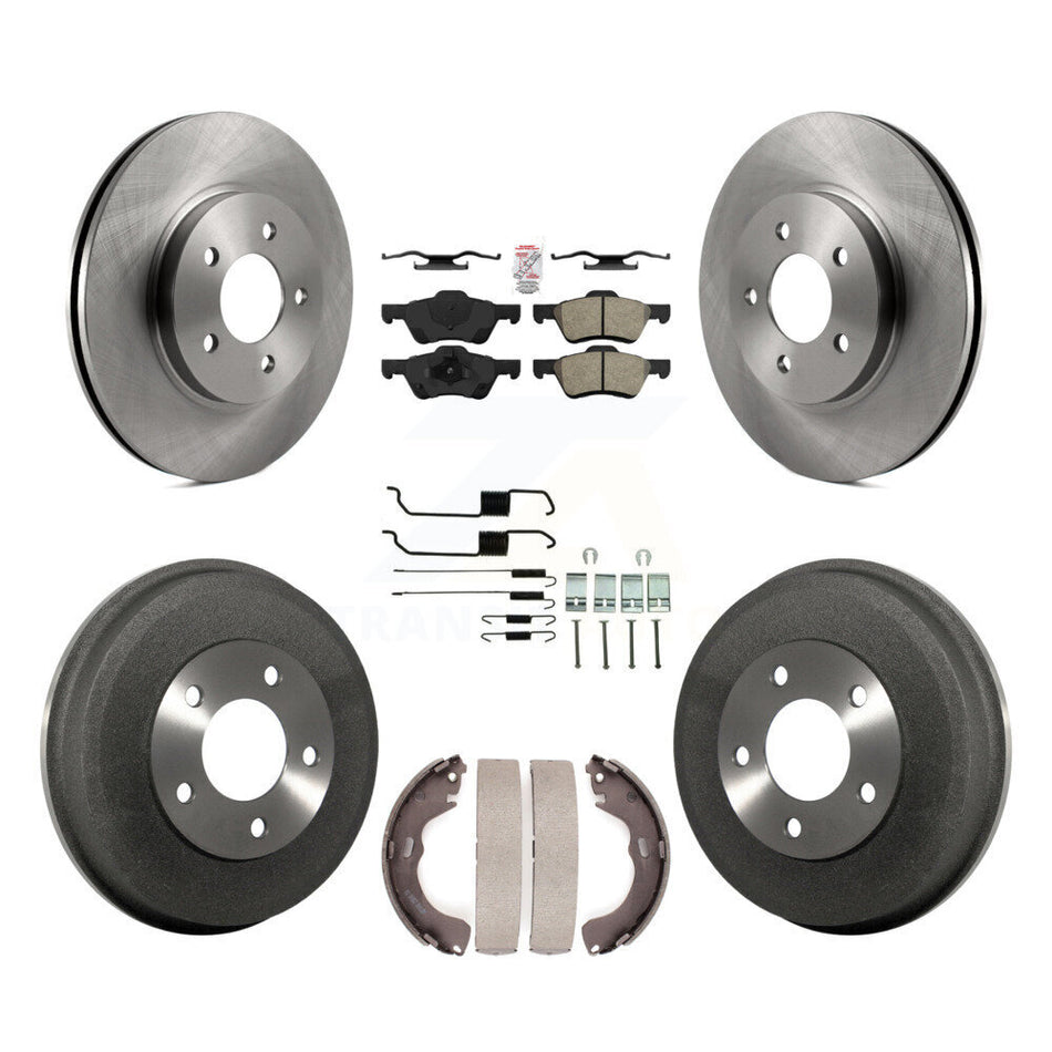 Front Rear Brake Rotor Semi-Metallic Pad & Drum Kit (7Pc) For Ford Escape Mercury Mariner K8A-100111