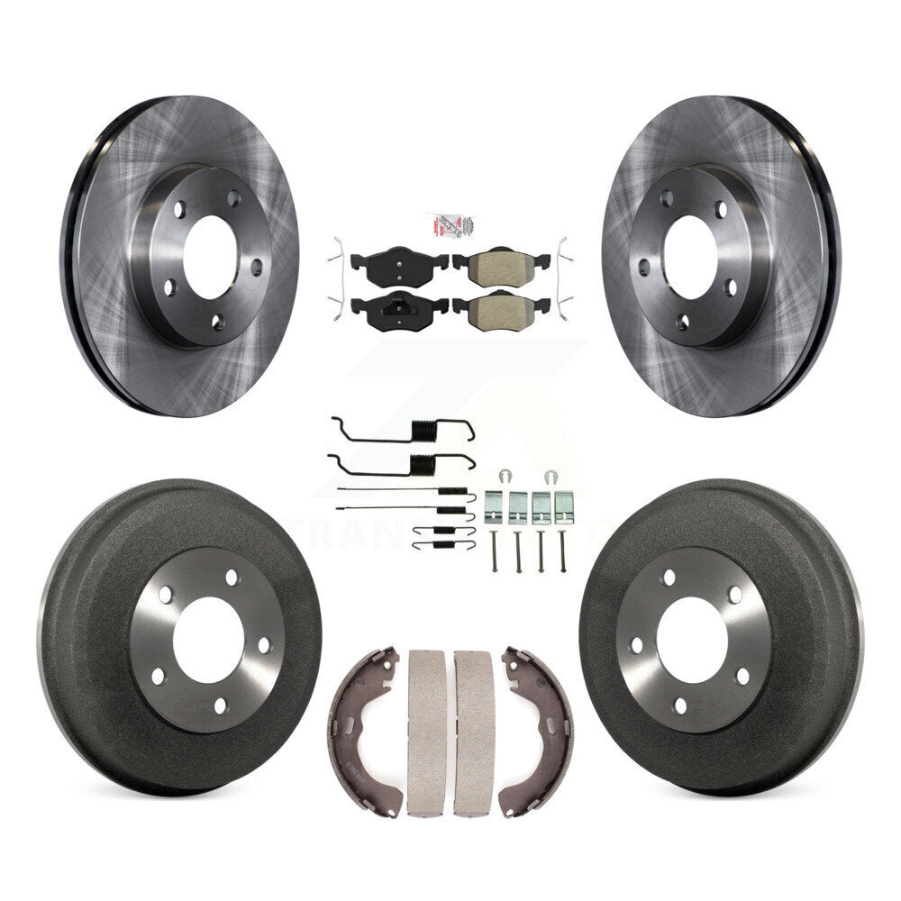 Front Rear Brake Rotor Semi-Metallic Pad And Drum Kit (7Pc) For Ford Escape Mazda Tribute K8A-100112