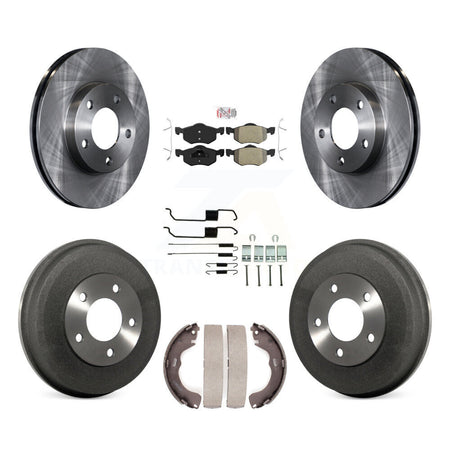 Front Rear Brake Rotor Semi-Metallic Pad And Drum Kit (7Pc) For Ford Escape Mazda Tribute K8A-100112