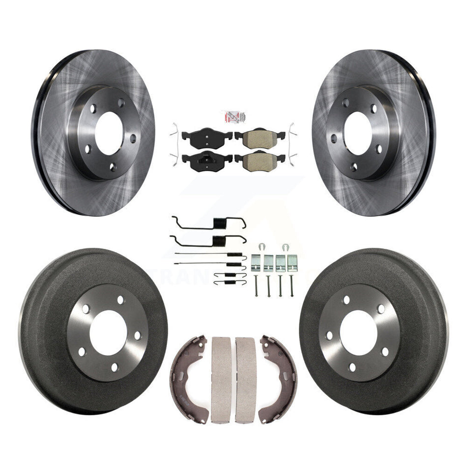 Front Rear Brake Rotor Semi-Metallic Pad And Drum Kit (7Pc) For Ford Escape Mazda Tribute K8A-100112