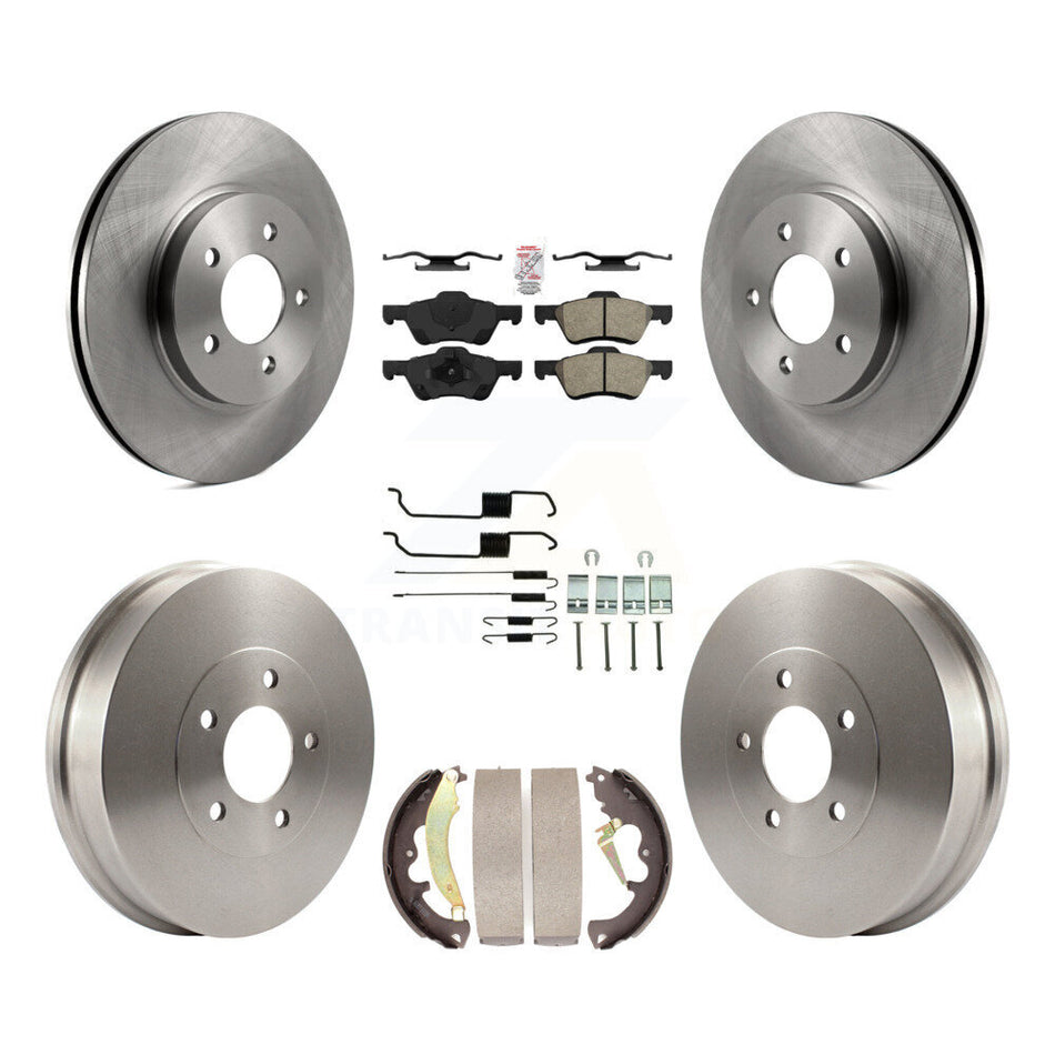 Front Rear Brake Rotor Semi-Metallic Pad & Drum Kit (7Pc) For Ford Escape Mercury Mariner K8A-100114