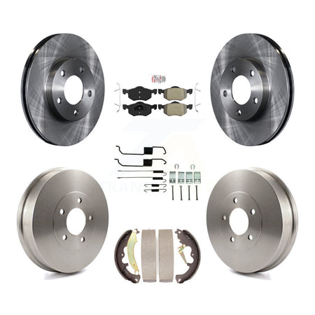 Front Rear Brake Rotor Semi-Metallic Pad & Drum Kit (7Pc) For Ford Escape Mercury Mariner K8A-100115