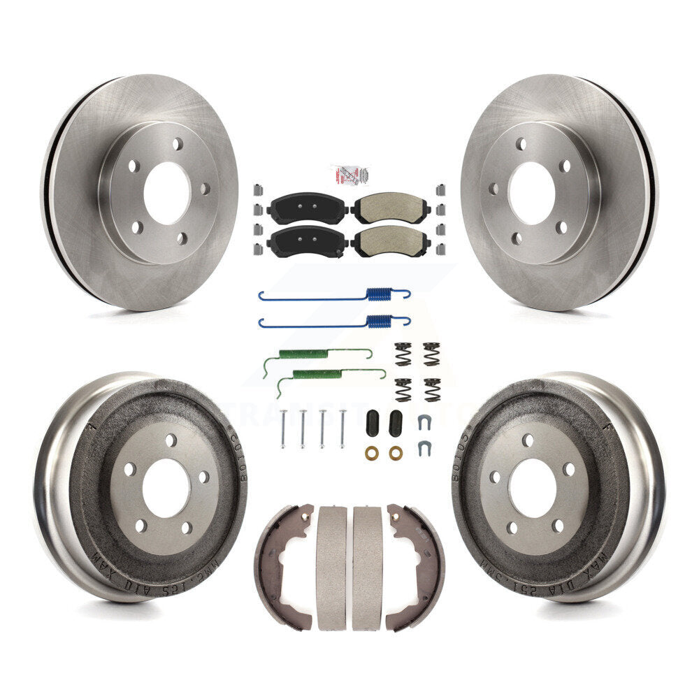 Front Rear Disc Brake Rotors Semi-Metallic Pads And Drum Kit (7Pc) For Pontiac Aztek K8A-100121