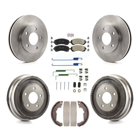 Front Rear Disc Brake Rotors Semi-Metallic Pads And Drum Kit (7Pc) For Pontiac Aztek K8A-100121