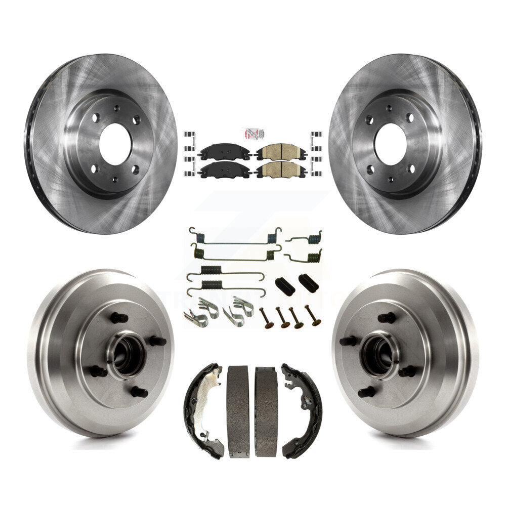 Front Rear Disc Brake Rotors Ceramic Pads And Drum Kit (7Pc) For 2009-2011 Ford Focus K8A-100127