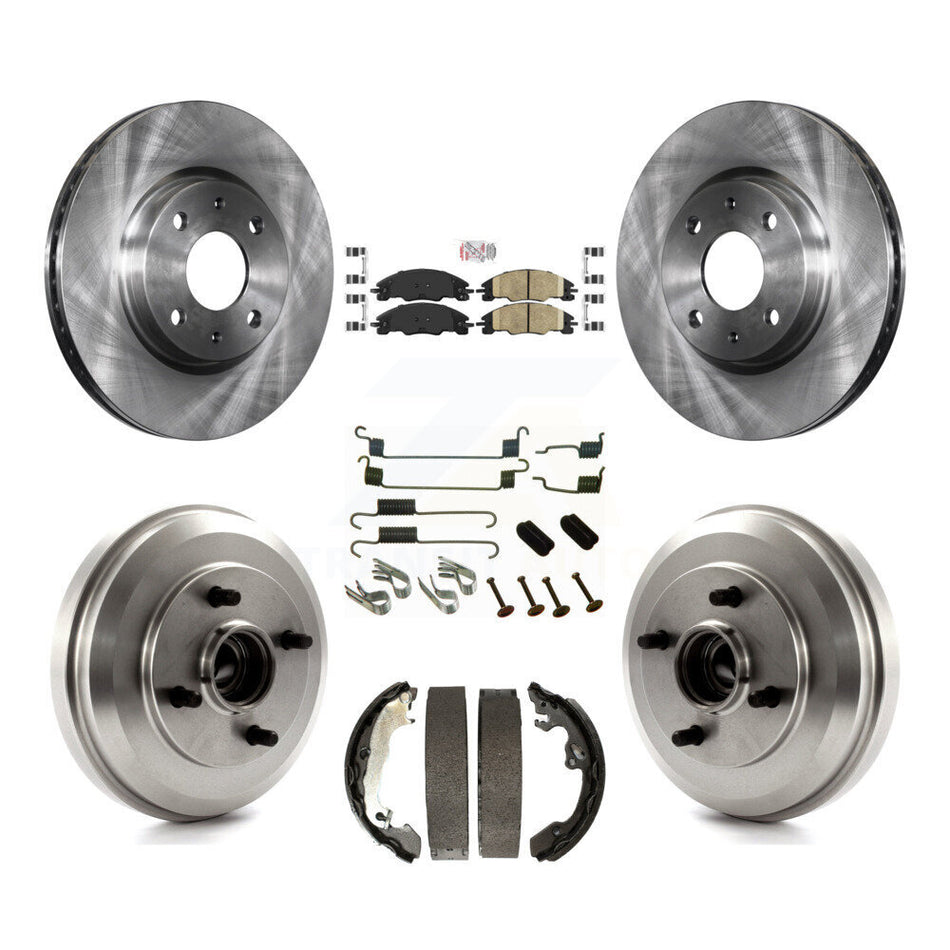 Front Rear Disc Brake Rotors Ceramic Pads And Drum Kit (7Pc) For 2009-2011 Ford Focus K8A-100127