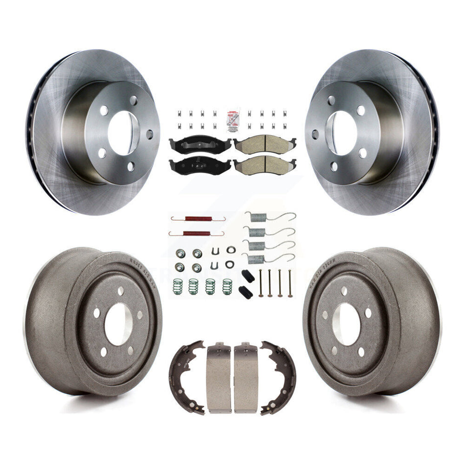 Front Rear Disc Brake Rotor Semi-Metallic Pad & Drum Kit (7Pc) For Jeep Wrangler Cherokee K8A-100131