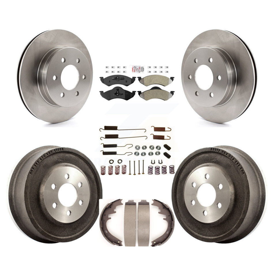 Front Rear Disc Brake Rotor Semi-Metallic Pad And Drum Kit (7Pc) For Dodge Dakota Durango K8A-100133