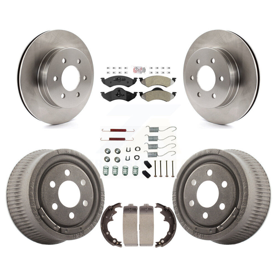 Front Rear Disc Brake Rotors Semi-Metallic Pads And Drum Kit (7Pc) For Dodge Dakota K8A-100134