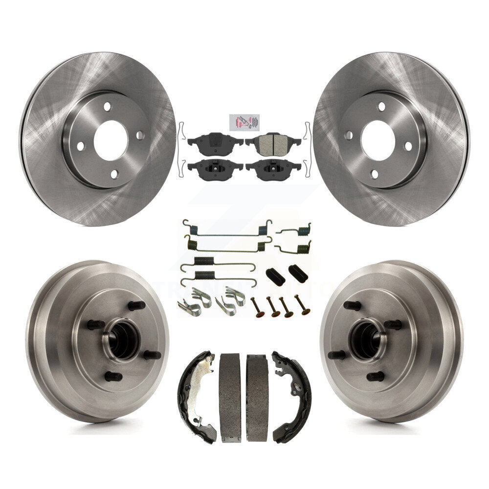 Front Rear Disc Brake Rotors Semi-Metallic Pads And Drum Kit (7Pc) For Ford Focus K8A-100135