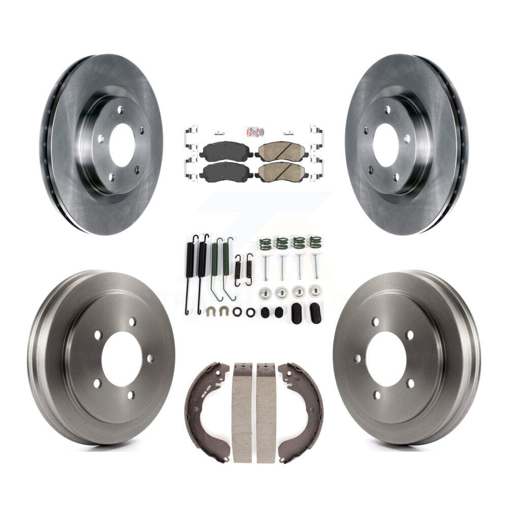 Front Rear Brake Rotors Ceramic Pad Drum Kit (7Pc) For Jeep Patriot Compass Dodge Caliber K8A-100136