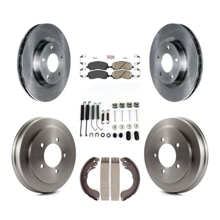 Front Rear Brake Rotors Ceramic Pad Drum Kit (7Pc) For Jeep Patriot Compass Dodge Caliber K8A-100136
