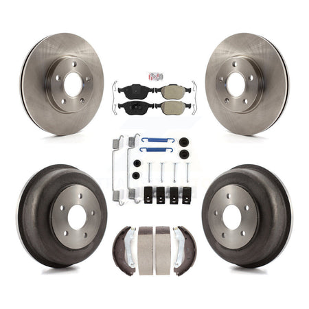 Front Rear Brake Rotors Semi-Metallic Pad & Drum Kit (7Pc) For 10-13 Ford Transit Connect K8A-100142