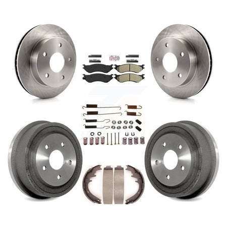 Front Rear Brake Rotors Semi-Metallic Pad Drum Kit (7Pc) For 2000-2001 Dodge Ram 1500 4WD K8A-100144