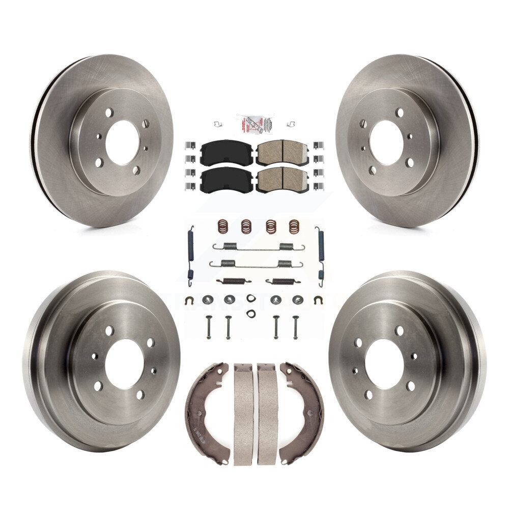 Front Rear Disc Brake Rotors Ceramic Pads And Drum Kit (7Pc) For Mitsubishi Lancer K8A-100147