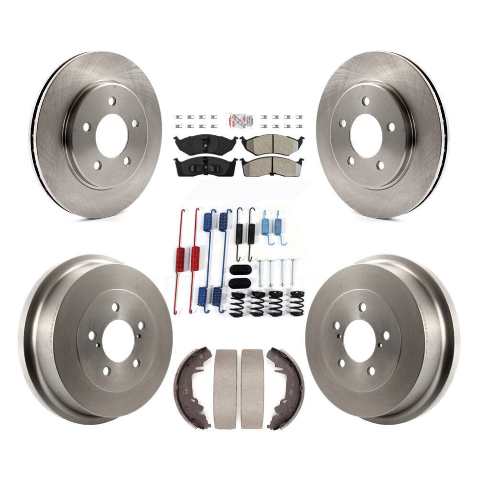 Front Rear Brake Rotors Semi-Metallic Pad Drum Kit (7Pc) For Dodge Caravan Grand Plymouth K8A-100151