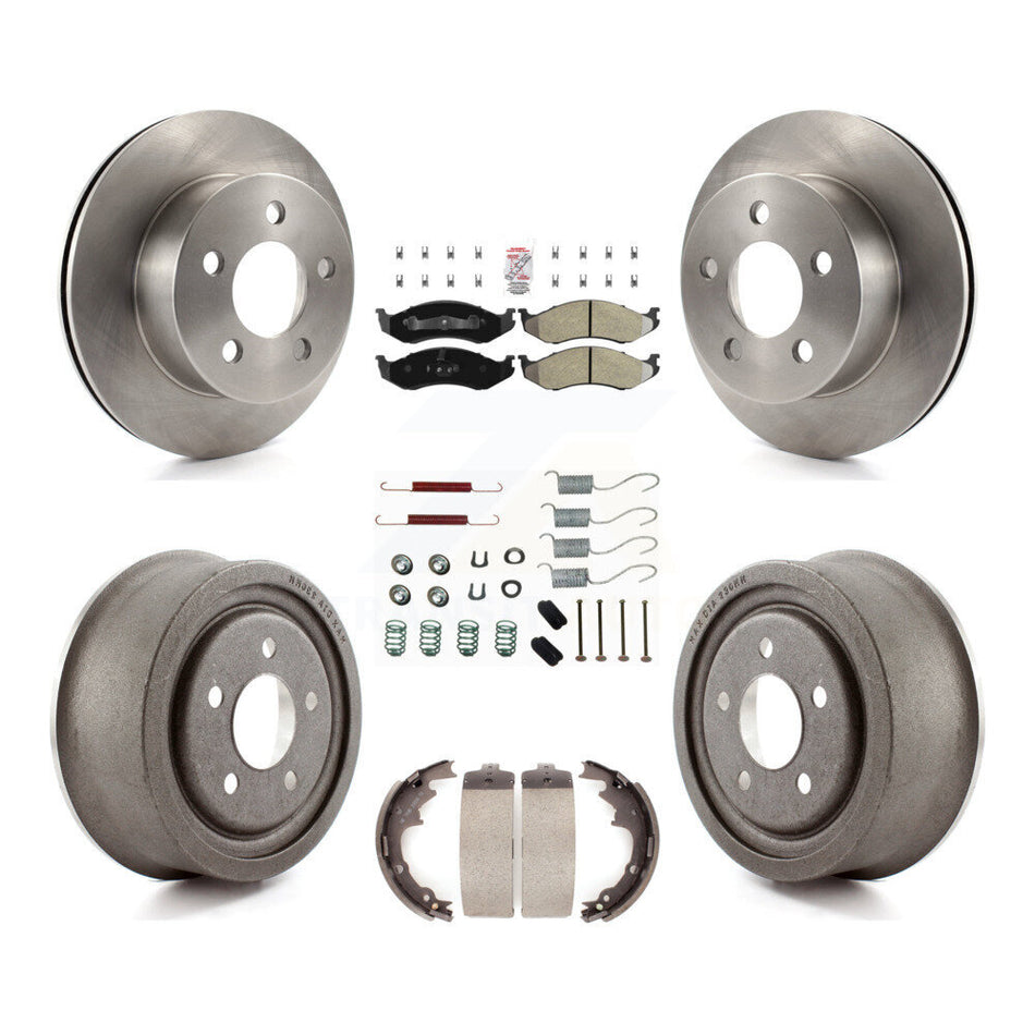 Front Rear Disc Brake Rotors Semi-Metallic Pads And Drum Kit (7Pc) For Jeep Wrangler TJ K8A-100153