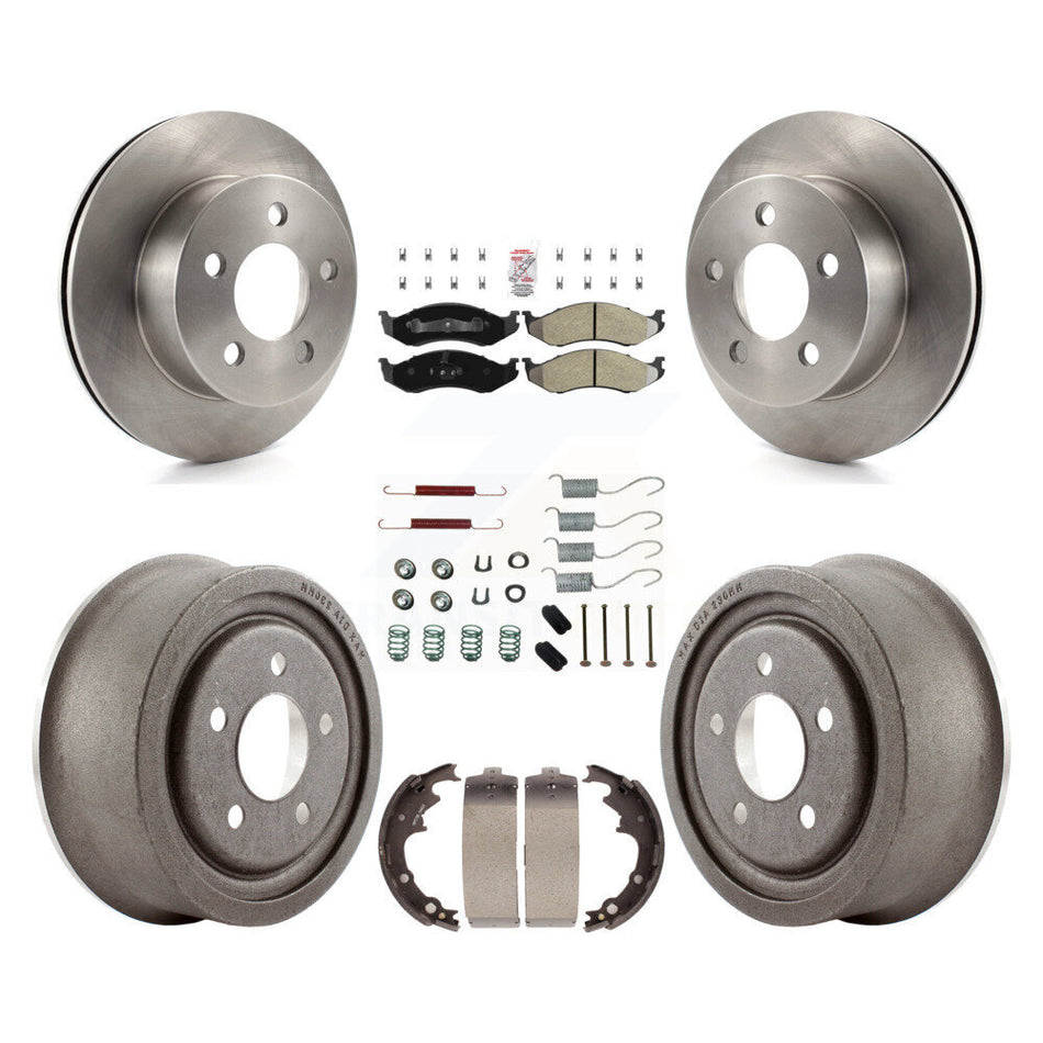 Front Rear Disc Brake Rotors Semi-Metallic Pads And Drum Kit (7Pc) For Jeep Wrangler K8A-100154