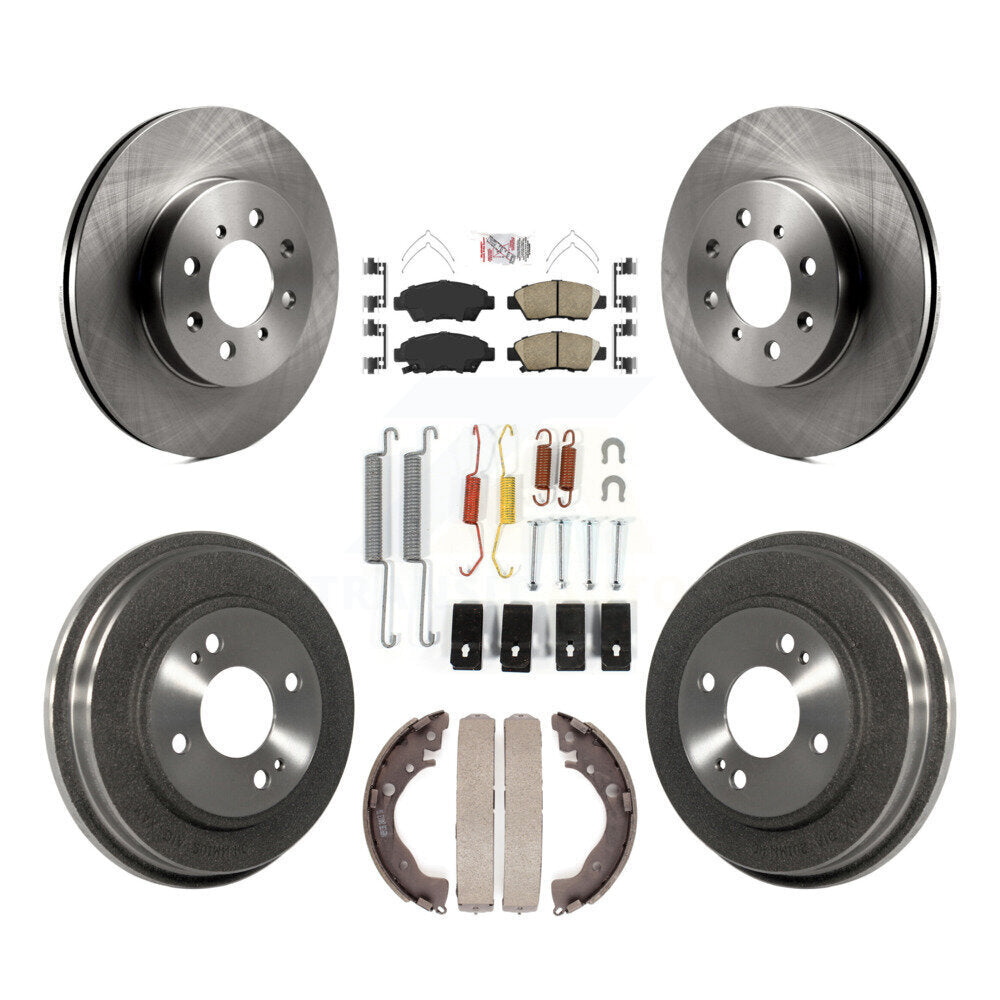 Front Rear Disc Brake Rotors Ceramic Pads And Drum Kit (7Pc) For Honda Fit K8A-100188