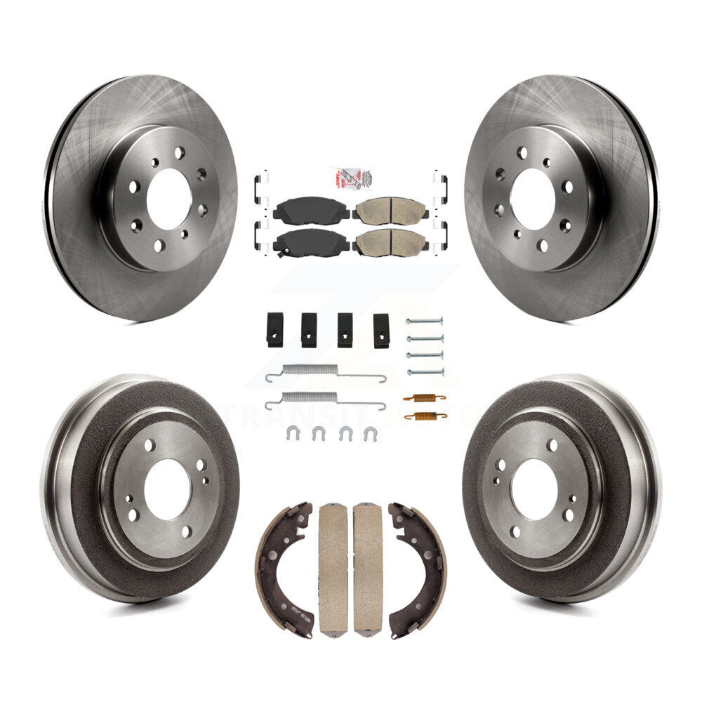 Front Rear Disc Brake Rotors Ceramic Pads And Drum Kit (7Pc) For Honda Civic Acura EL K8A-100193