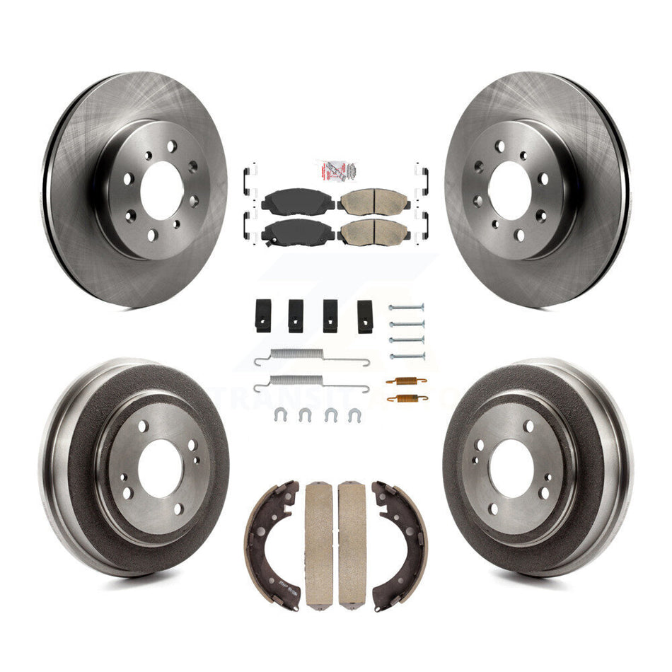 Front Rear Disc Brake Rotors Ceramic Pads And Drum Kit (7Pc) For Honda Civic Acura EL K8A-100193