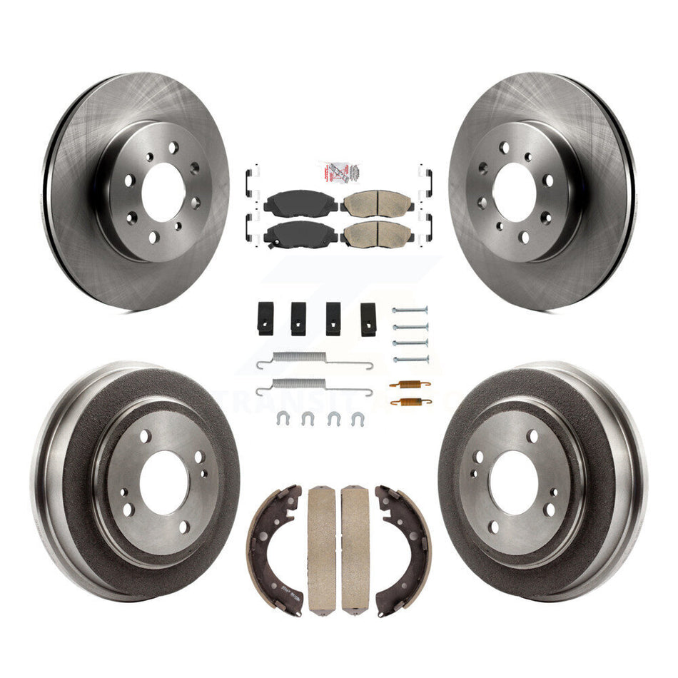 Front Rear Disc Brake Rotors Ceramic Pads And Drum Kit (7Pc) For Honda Civic Acura EL K8A-100193