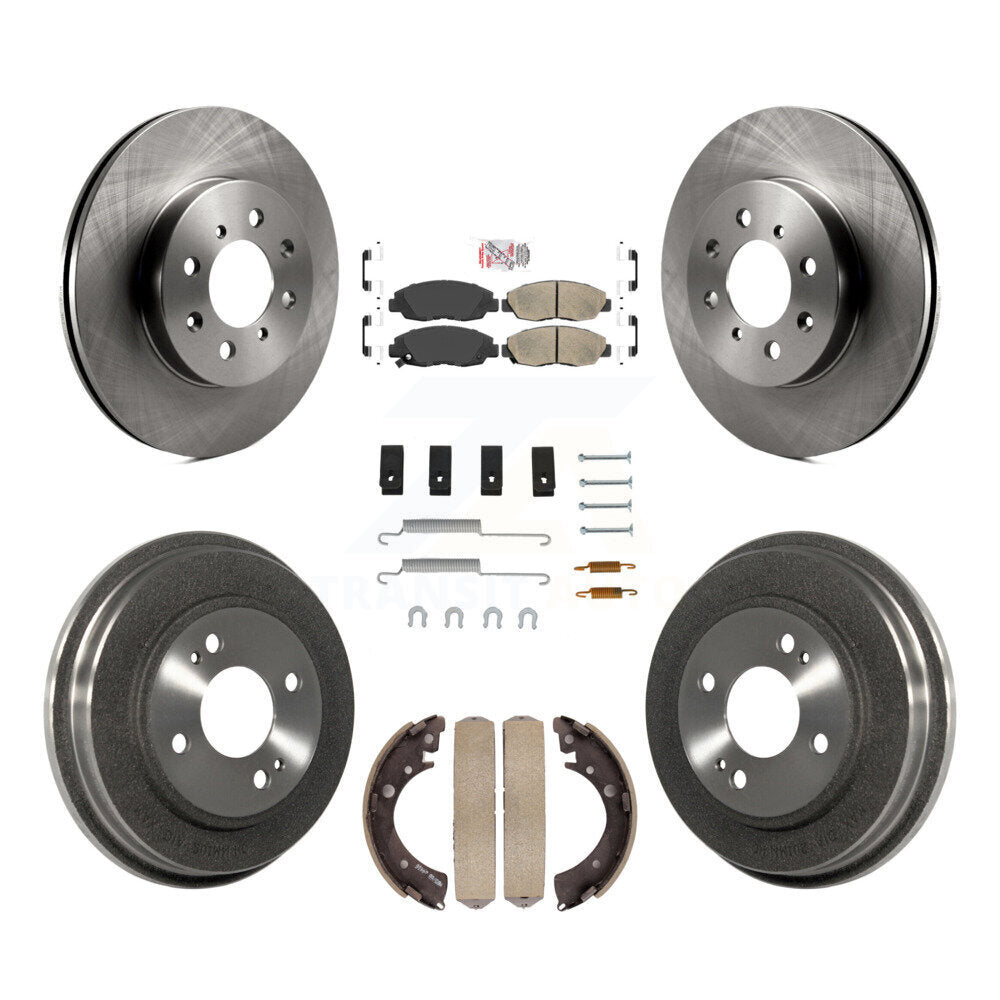 Front Rear Disc Brake Rotors Ceramic Pads And Drum Kit (7Pc) For Honda Civic K8A-100195