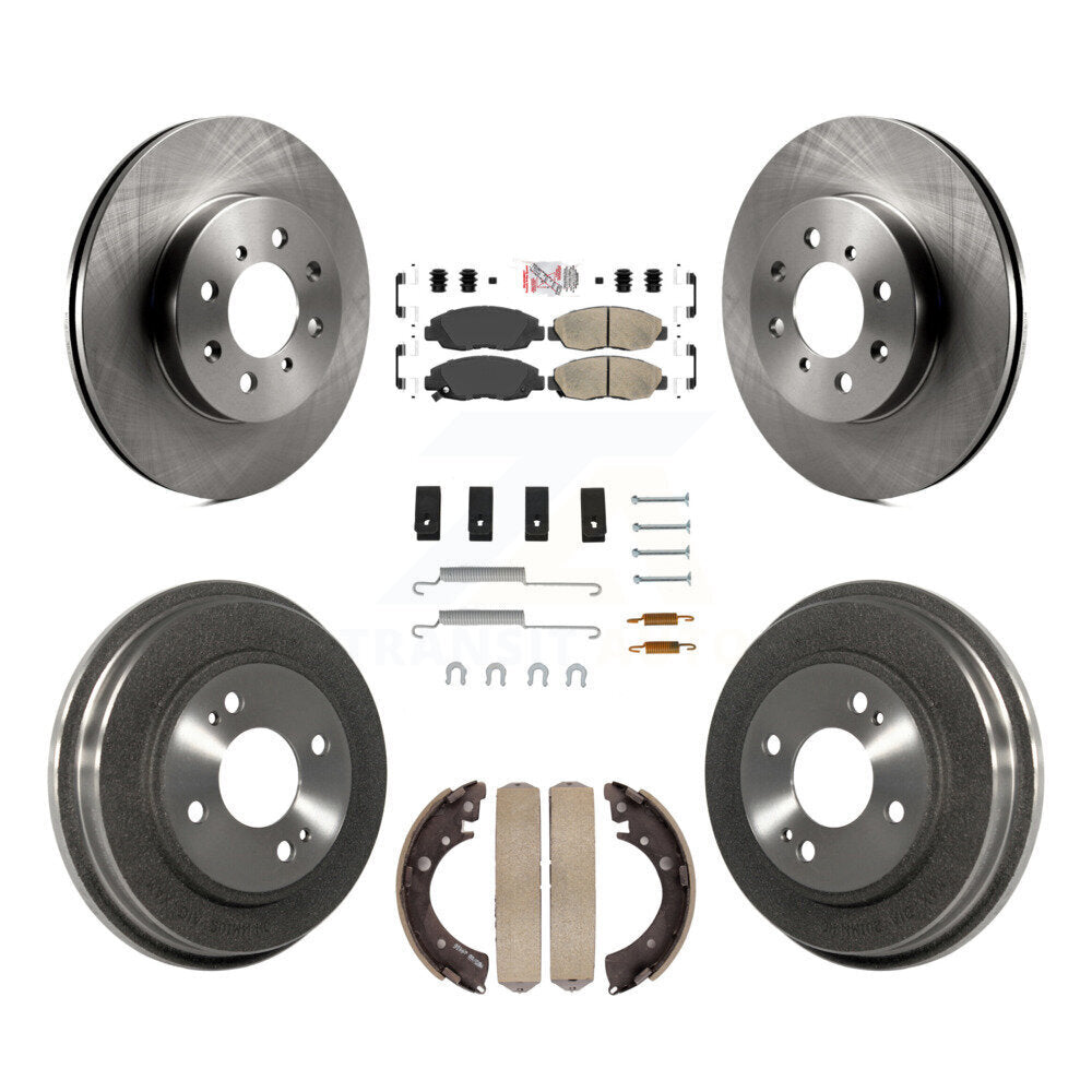 Front Rear Disc Brake Rotors Ceramic Pads And Drum Kit (7Pc) For Honda Civic K8A-100196