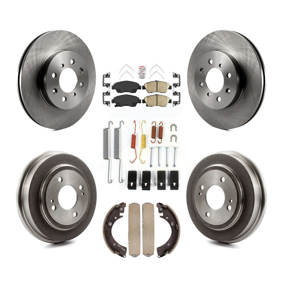 Front Rear Disc Brake Rotors Ceramic Pads And Drum Kit (7Pc) For 2007-2008 Honda Fit K8A-100197