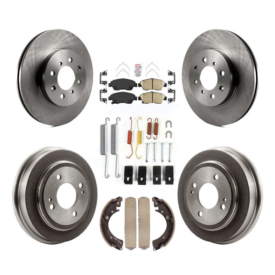 Front Rear Disc Brake Rotors Ceramic Pads And Drum Kit (7Pc) For 2007-2008 Honda Fit K8A-100197