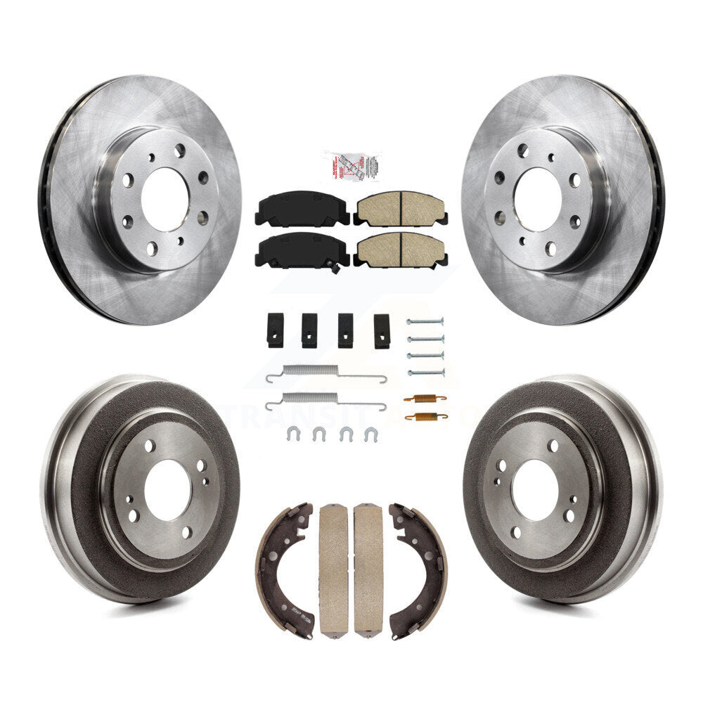 Front Rear Disc Brake Rotors Ceramic Pads And Drum Kit (7Pc) For Honda Civic K8A-100199
