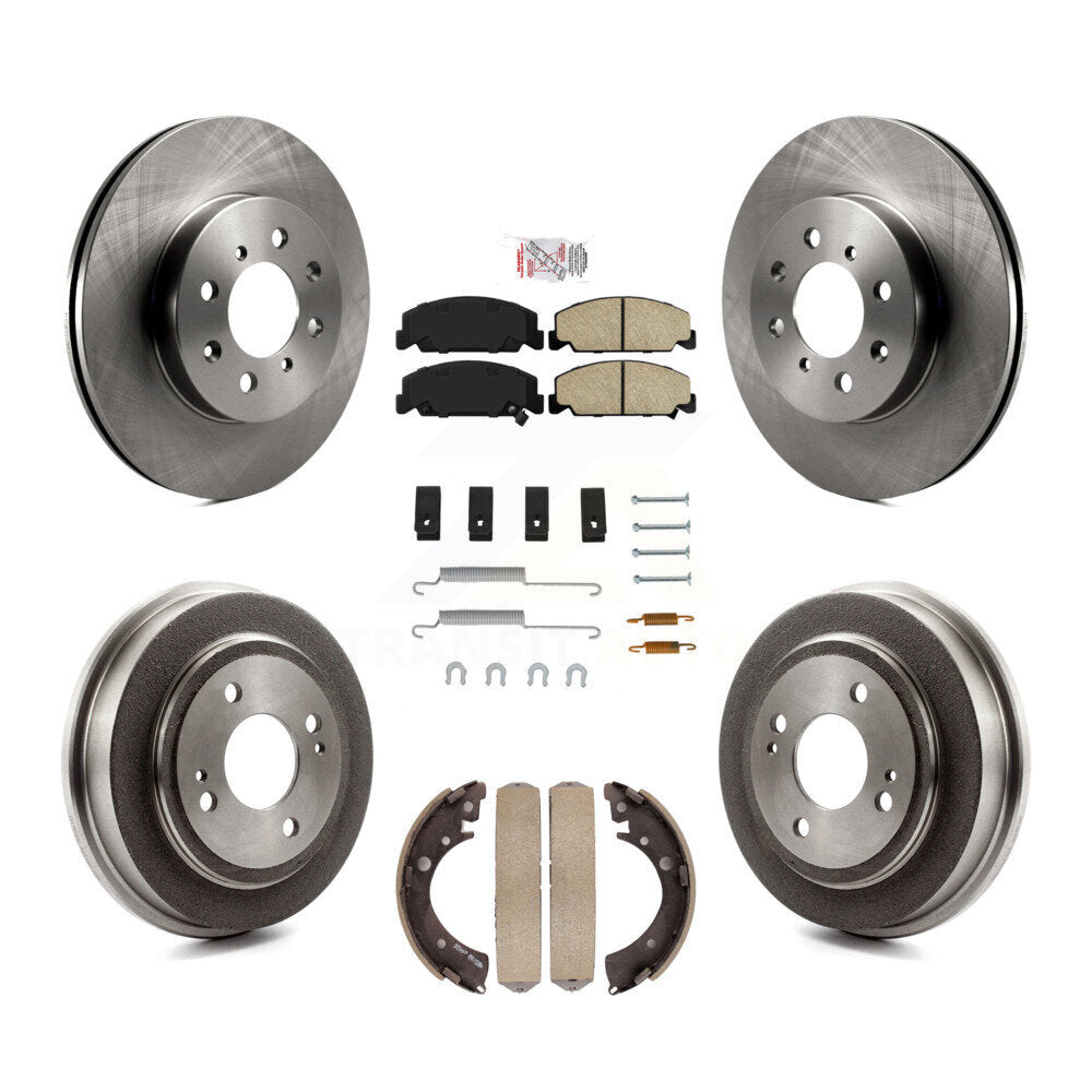 Front Rear Brake Rotors Ceramic Pad Drum Kit (7Pc) For 97 Honda Civic LX with 4-Wheel ABS K8A-100200