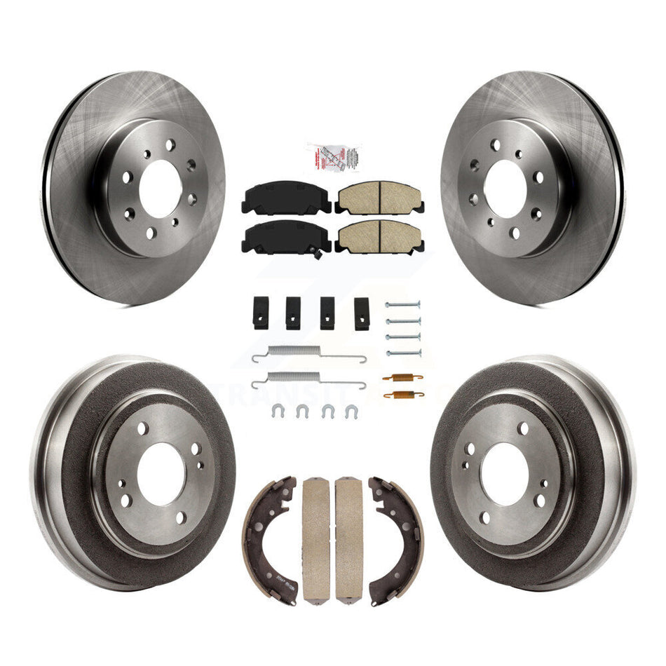 Front Rear Brake Rotors Ceramic Pad Drum Kit (7Pc) For 97 Honda Civic LX with 4-Wheel ABS K8A-100200