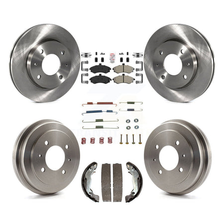 Front Rear Disc Brake Rotors Semi-Metallic Pads And Drum Kit (7Pc) For Hyundai Elantra K8A-100201