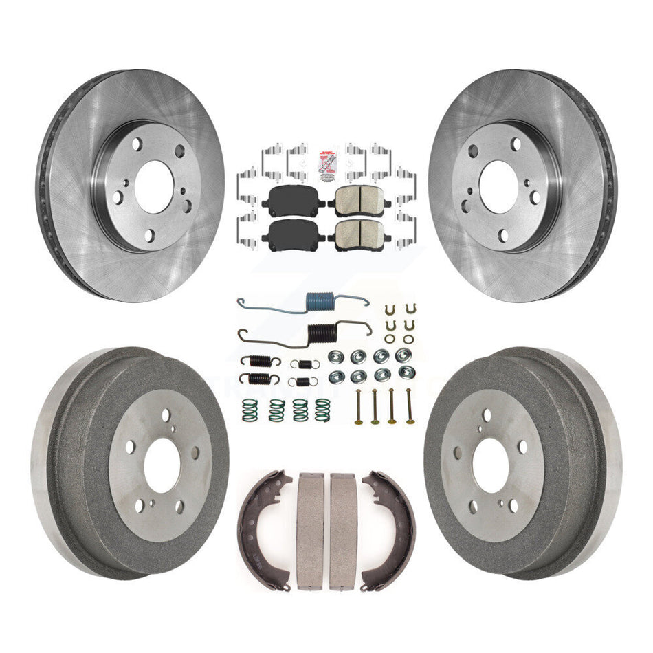 Front Rear Disc Brake Rotor Ceramic Pad & Drum Kit (7Pc) For 1999-2001 Toyota Solara 2.2L K8A-100218