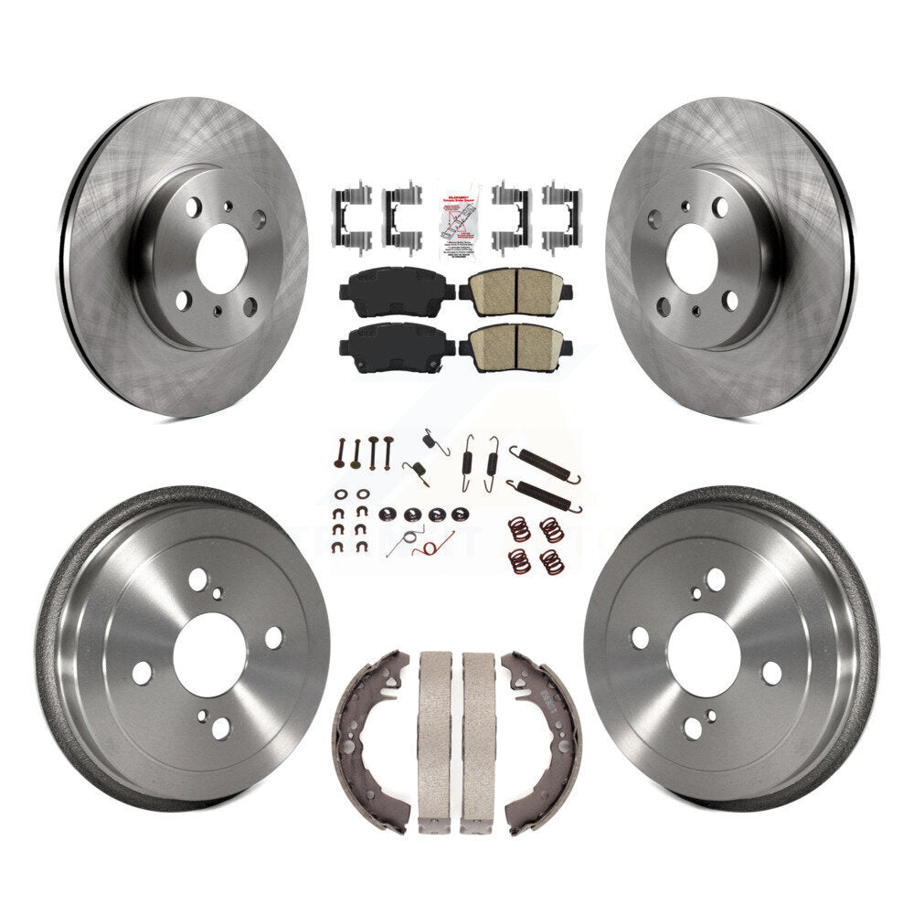 Front Rear Disc Brake Rotors Ceramic Pads And Drum Kit (7Pc) For 2001-2005 Toyota Echo K8A-100220