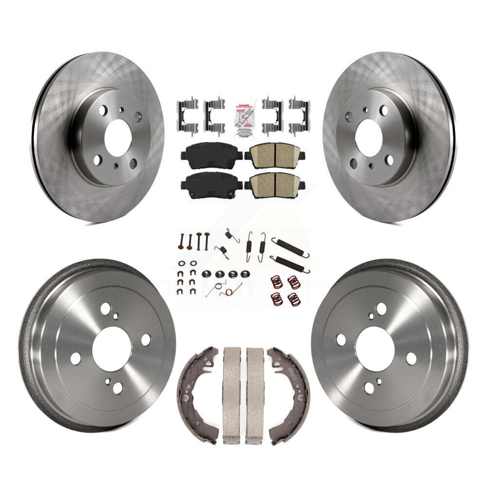 Front Rear Disc Brake Rotors Ceramic Pads And Drum Kit (7Pc) For 2001-2005 Toyota Echo K8A-100220