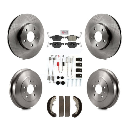 Front Rear Disc Brake Rotor Semi-Metallic Pad And Drum Kit (7Pc) For Ford Focus FMSI=1004 K8A-100234
