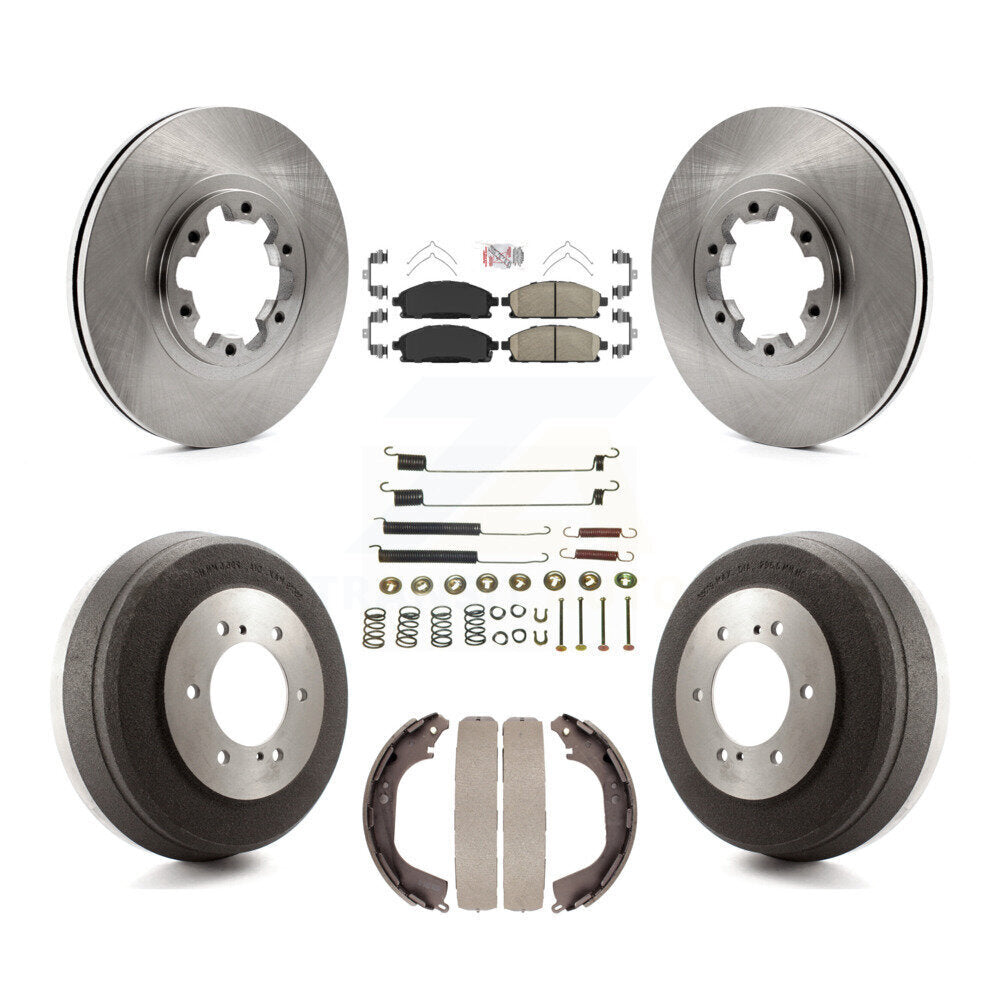 Front Rear Disc Brake Rotor Ceramic Pad Drum Kit (7Pc) For Nissan Pathfinder INFINITI QX4 K8A-100256