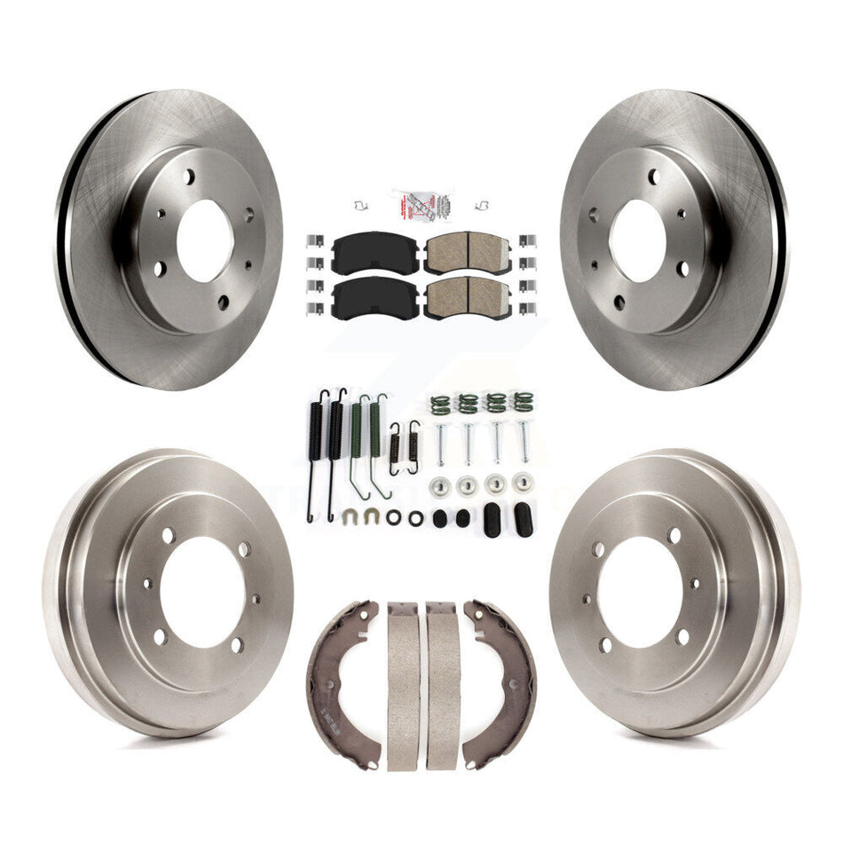 Front Rear Brake Rotor Ceramic Pad & Drum Kit (7Pc) For 2007 Mitsubishi Lancer LS Diamond K8A-100257