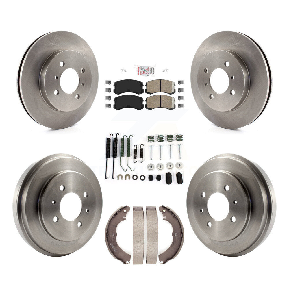 Front Rear Brake Rotor Ceramic Pad & Drum Kit (7Pc) For 2007 Mitsubishi Lancer LS Diamond K8A-100258