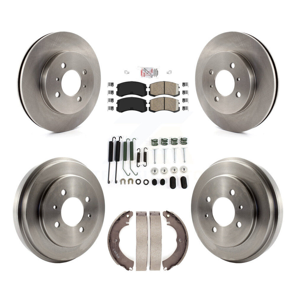 Front Rear Brake Rotor Ceramic Pad & Drum Kit (7Pc) For 2007 Mitsubishi Lancer LS Diamond K8A-100258