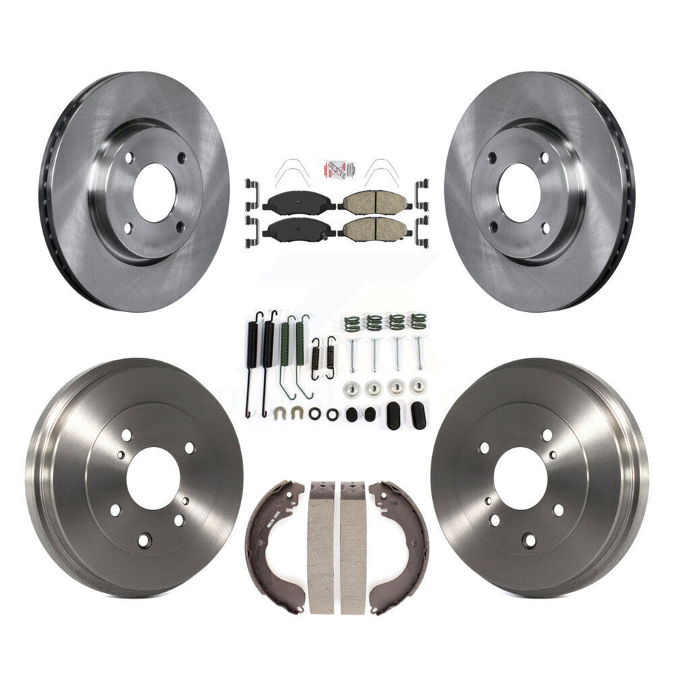 Front Rear Disc Brake Rotors Ceramic Pad Drum Kit (7Pc) For 2008 Nissan Versa 4-Wheel ABS K8A-100262