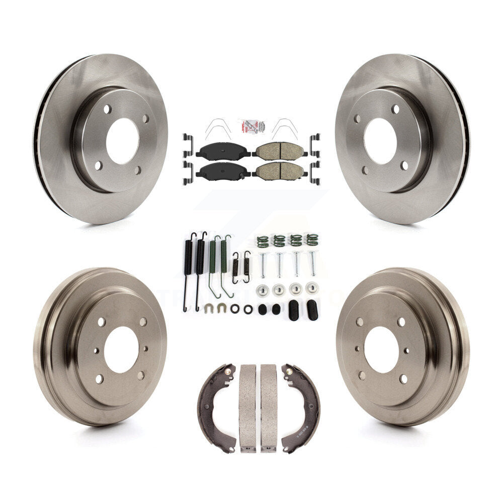 Front Rear Disc Brake Rotors Ceramic Pad & Drum Kit (7Pc) For 2009-2011 Nissan Versa 1.6L K8A-100263