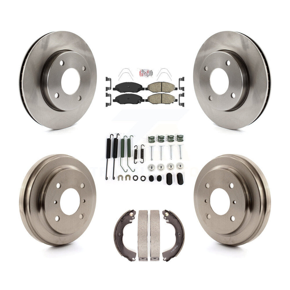 Front Rear Disc Brake Rotors Ceramic Pad & Drum Kit (7Pc) For 2009-2011 Nissan Versa 1.6L K8A-100263